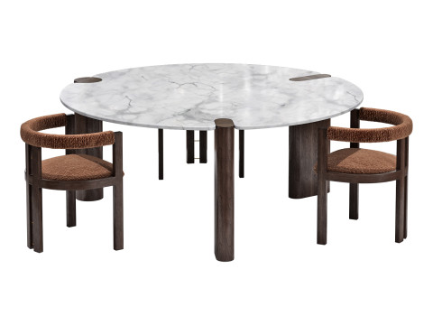 Black tie dining set kumiko chair-amoris table round 3D Модель