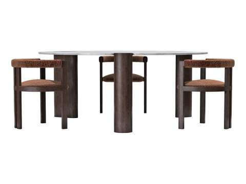 Black tie dining set kumiko chair-amoris table round 3D Модель
