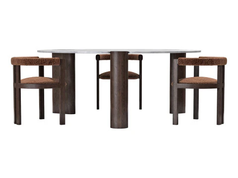 Conjunto de jantar black tie kumiko cadeira-amoris mesa redonda Modelo 3D
