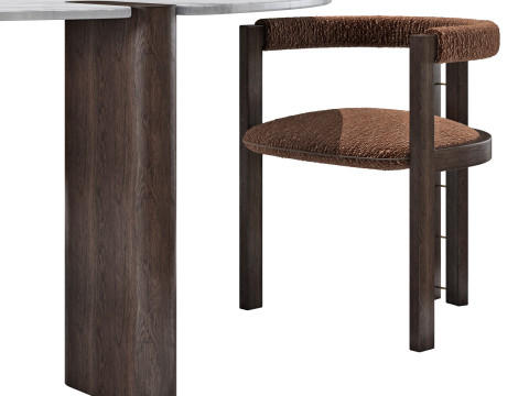 Black tie dining set kumiko chair-amoris table round 3D Модель