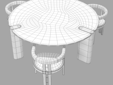 Black tie dining set kumiko chair-amoris table round 3D Модель