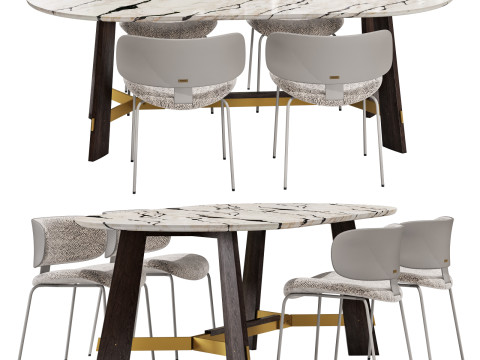 Black tie dining set natalia chair-medison table Modello 3D
