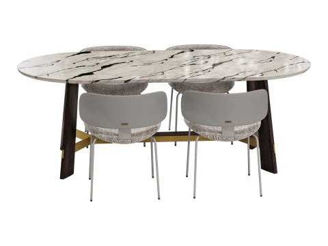 Set da pranzo Black Tie sedia Natalia-tavolo Medison Modello 3D