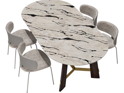 Set da pranzo Black Tie sedia Natalia-tavolo Medison Modello 3D