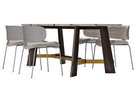 Black tie dining set natalia chair-medison table 3D Модель