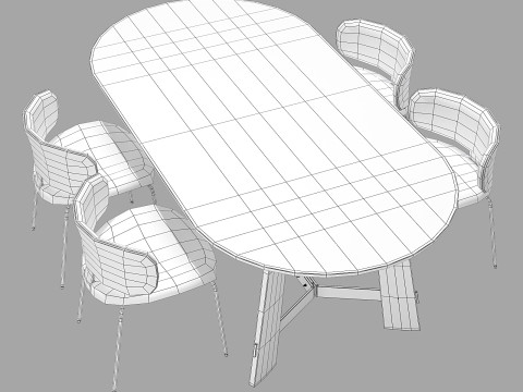 Black tie dining set natalia chair-medison table 3D Модель