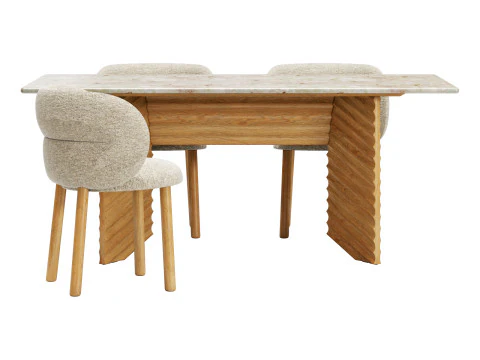 Moroso set da pranzo get lucky sedia-fila tavolo 180x95 Modello 3D