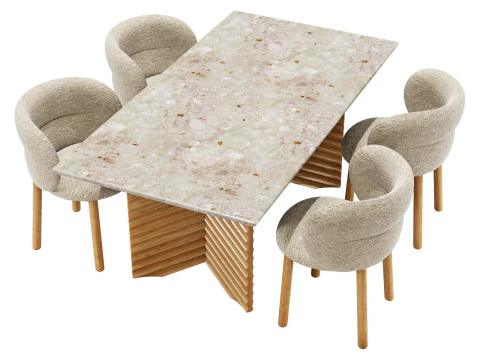 Moroso set da pranzo get lucky sedia-fila tavolo 180x95 Modello 3D