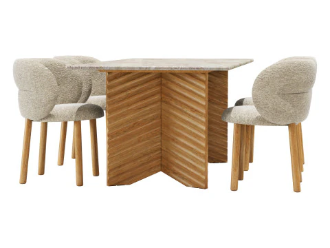 Moroso set da pranzo get lucky sedia-fila tavolo 180x95 Modello 3D