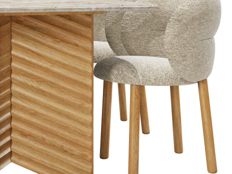 Moroso set da pranzo get lucky sedia-fila tavolo 180x95 Modello 3D