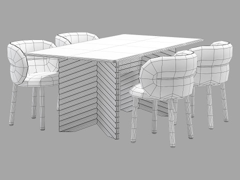 Moroso dining set get lucky chair-rows table 180x95 Modelo 3D