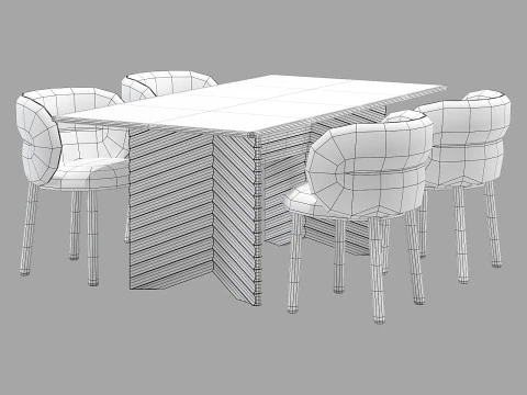 Moroso set da pranzo get lucky sedia-fila tavolo 180x95 Modello 3D