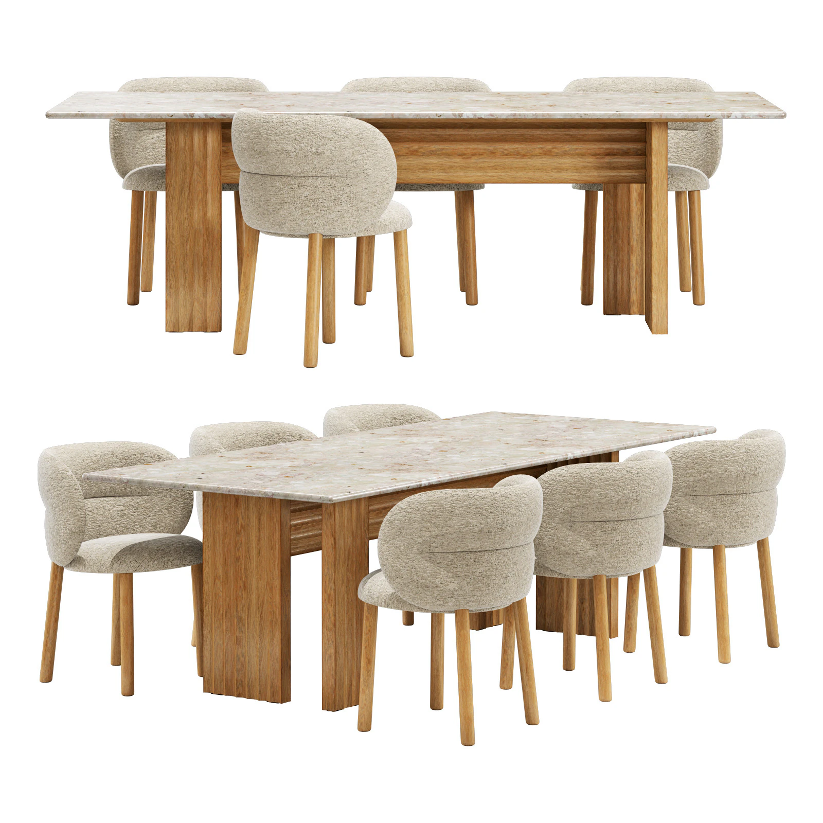 Moroso dining set get lucky chair-rows table 240x100 3D Model .c4d .max .obj .3ds .fbx .stl .blend 