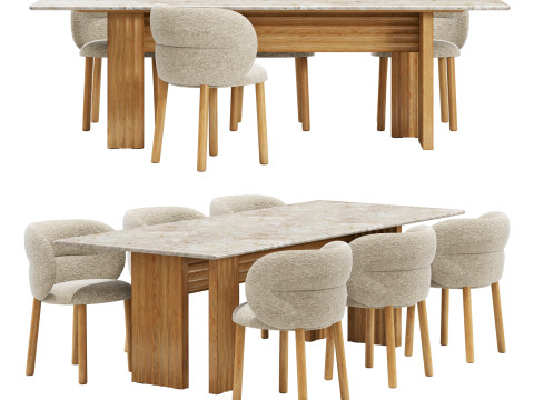 Moroso dining set get lucky chair-rows table 240x100 Modelo 3D