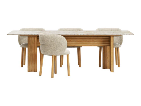 Moroso dining set get lucky chair-rows table 240x100 3D Model