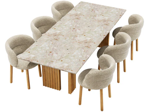 Moroso dining set get lucky chair-rows table 240x100 3D Model