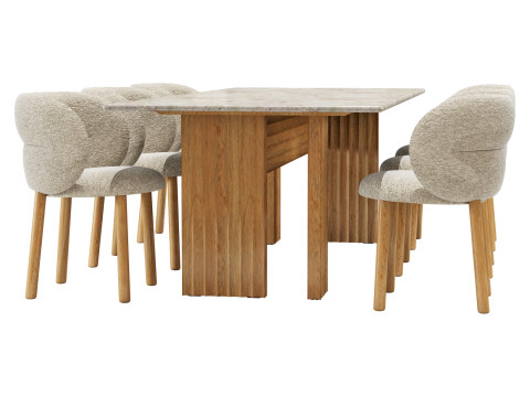 Moroso dining set get lucky chair-rows table 240x100 3D 모델
