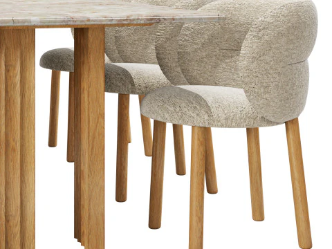 Moroso dining set get lucky chair-rows table 240x100 3D Model