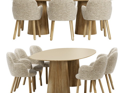 Moroso dining set tulp chair-vol table oval Modelo 3D