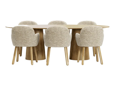 मोरोसो डाइनिंग सेट टल्प चेयर-वॉल्यूम टेबल ओवल 3D मॉडल