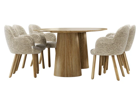 मोरोसो डाइनिंग सेट टल्प चेयर-वॉल्यूम टेबल ओवल 3D मॉडल