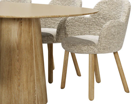 मोरोसो डाइनिंग सेट टल्प चेयर-वॉल्यूम टेबल ओवल 3D मॉडल