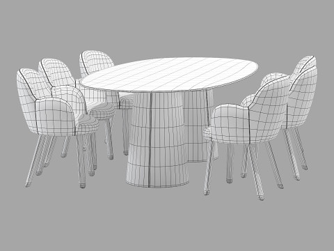 Moroso dining set tulp chair-vol table oval Modelo 3D