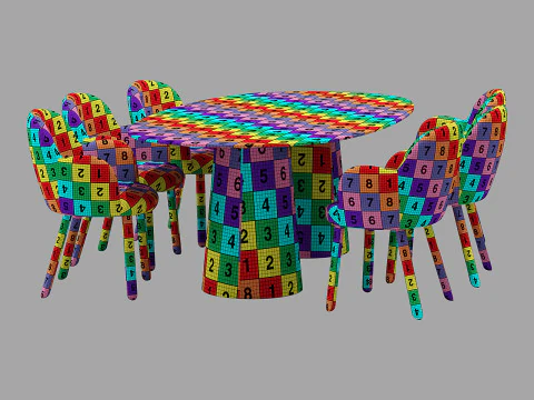 मोरोसो डाइनिंग सेट टल्प चेयर-वॉल्यूम टेबल ओवल 3D मॉडल