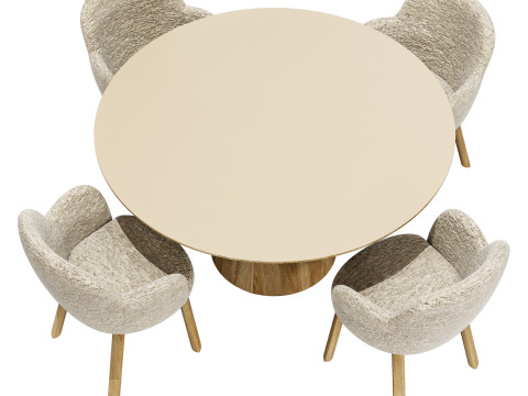 Moroso dining set tulp chair-vol table round 3D Модель