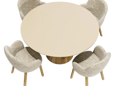 Conjunto de jantar Moroso tulp cadeira-vol mesa redonda Modelo 3D