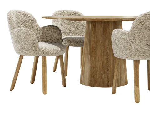 Conjunto de jantar Moroso tulp cadeira-vol mesa redonda Modelo 3D