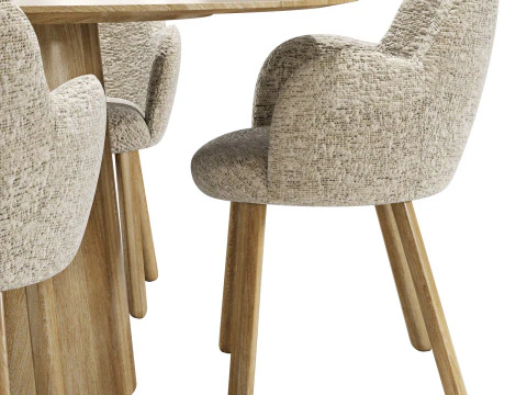 Conjunto de jantar Moroso tulp cadeira-vol mesa redonda Modelo 3D