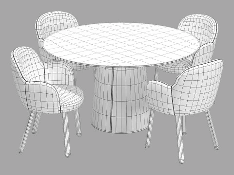 Conjunto de jantar Moroso tulp cadeira-vol mesa redonda Modelo 3D