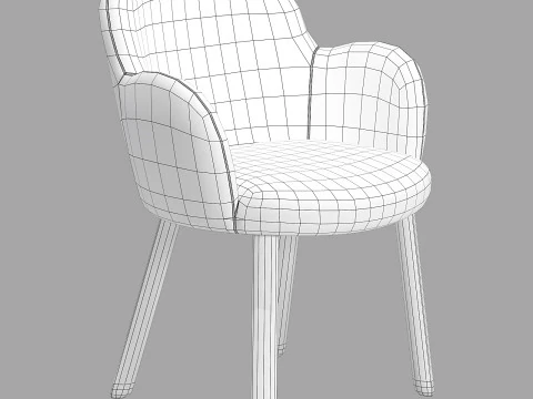 Moroso tulp chair-wood legs 3D Model