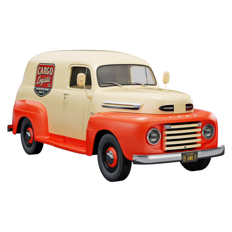 F 1 panel truck 1948 Modello 3D .c4d .max .obj .3ds .fbx .stl .blend