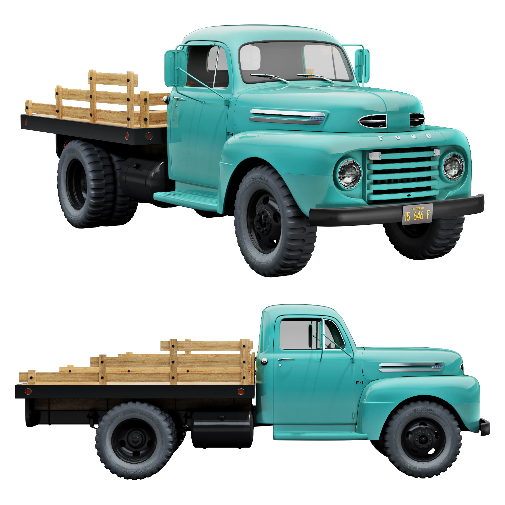F 6 truck 1948 3D Model .c4d .max .obj .3ds .fbx .stl .blend 