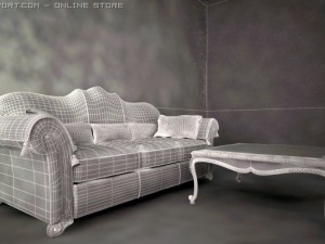 divan and table Model 3D