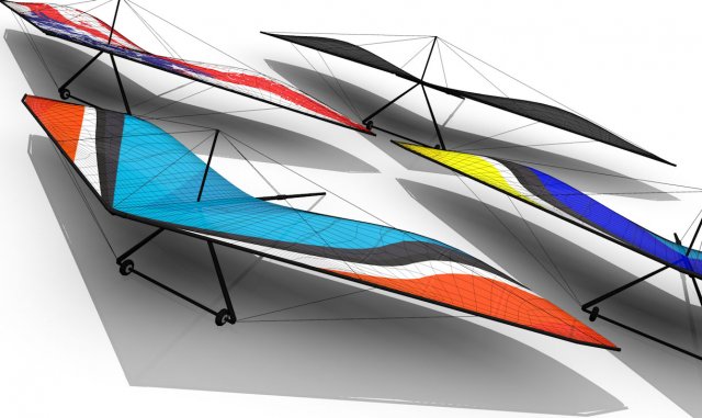 hang gliding set - 4 different designs included low poly easy management hang glide 3D Model .c4d .max .obj .3ds .fbx .stl .blend 