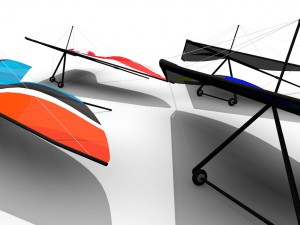 hang gliding set - 4 different designs included low poly easy management hang glide 3D Model