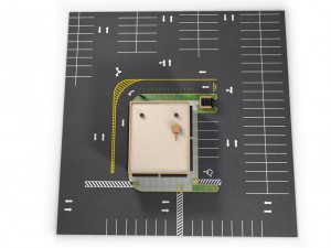 commercial - business - drive-thru - building with sidewalk and parking lot Modelo 3D