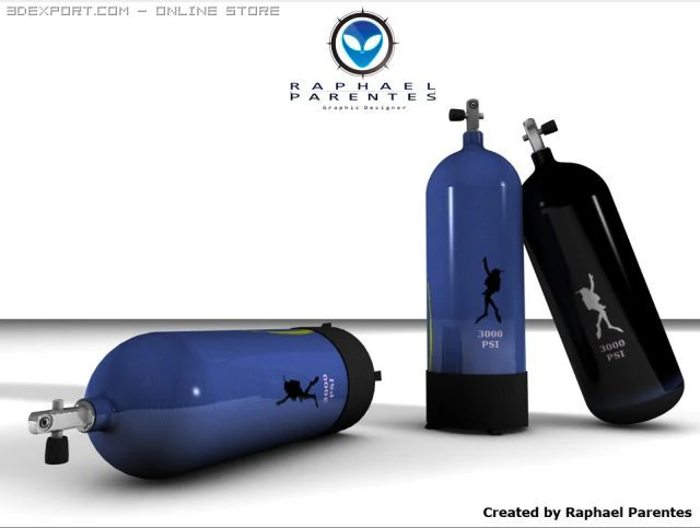 scuba dive cylinder tank 3D Model .c4d .max .obj .3ds .fbx .stl .blend