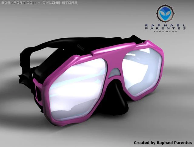 &oacute;culos de m&aacute;scara de mergulhador nadador Modelo 3D .c4d .max .obj .3ds .fbx .stl .blend 