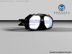 &oacute;culos de m&aacute;scara de mergulhador nadador Modelo 3D