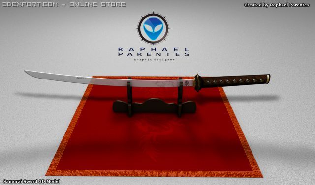 samurai katana sword Model 3D .c4d .max .obj .3ds .fbx .stl .blend 