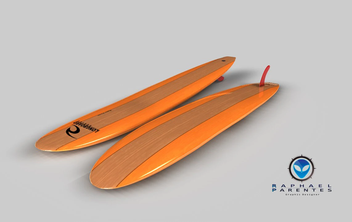 long surf board 3D Model .c4d .max .obj .3ds .fbx .stl .blend 