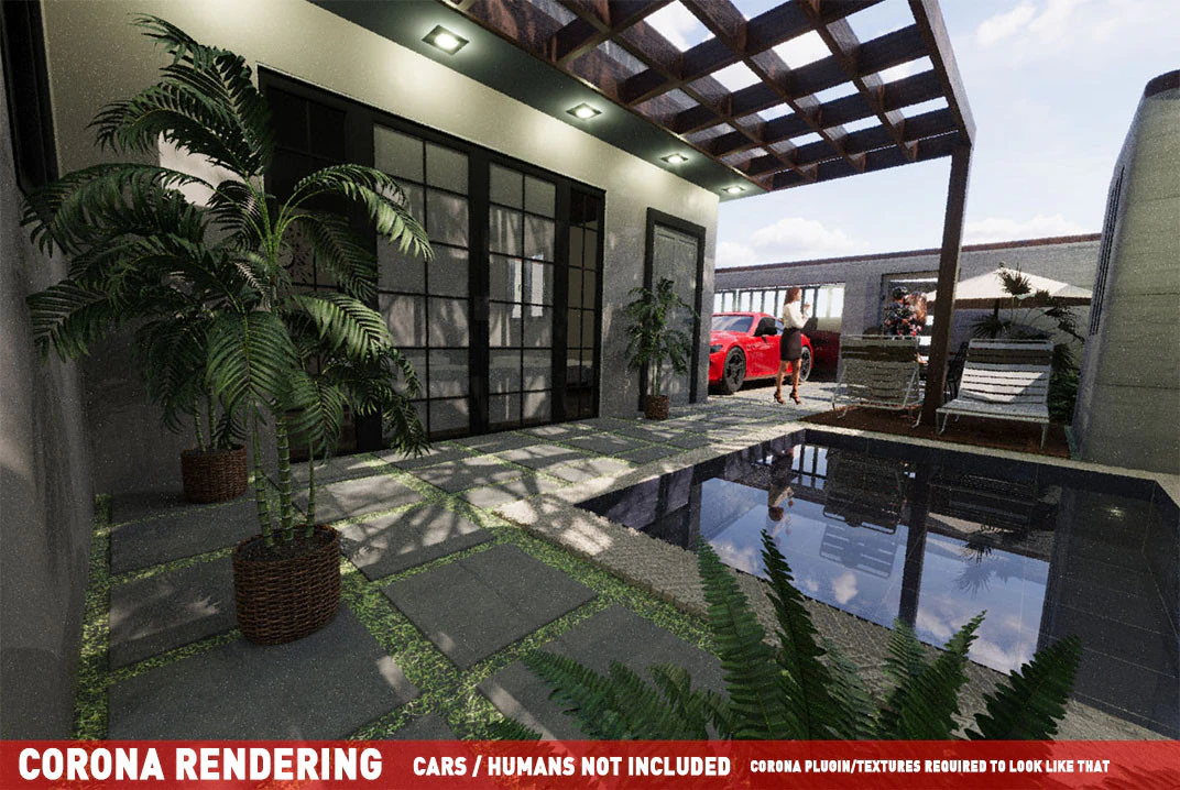 Современный дом в кондоминиуме, земельный участок 10x20 метров. Простота в использовании, без стресса, работает с плагином или без него. 3D Модель .c4d .max .obj .3ds .fbx .stl .blend