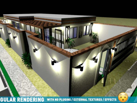 Современный дом в кондоминиуме, земельный участок 10x20 метров. Простота в использовании, без стресса, работает с плагином или без него. 3D Модель