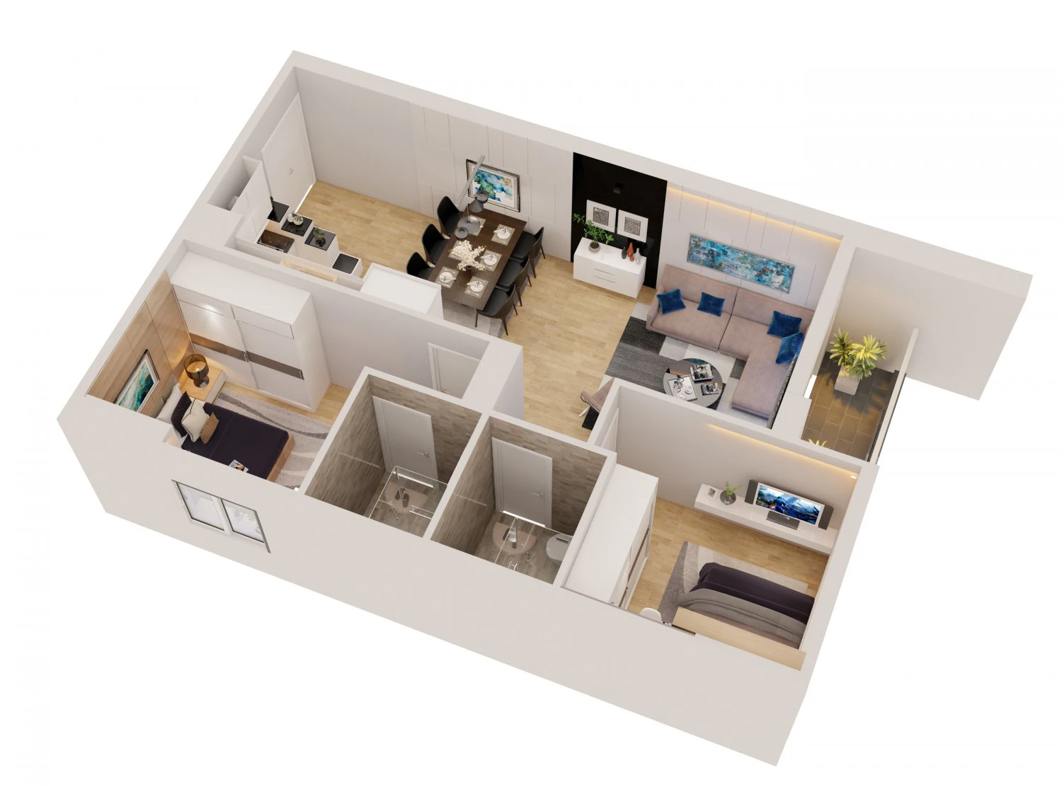 modern cutaway apartment 3D Model .c4d .max .obj .3ds .fbx .stl .blend 