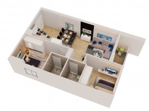 modern cutaway apartment 3D Model