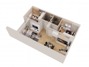 modern cutaway apartment 3D Model
